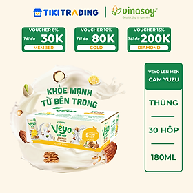 Thùng Veyo Sữa hạt lên men tự nhiên Vị Cam Yuzu (30hộp x 180ml)