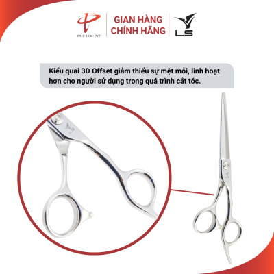 Kéo chuốt tóc VLS CS23 lưỡi sword cong quai offset vênh đỡ ngón cố định - Hàng chính hãng