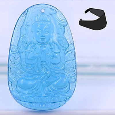 [Tuổi Tý] Mặt Dây Chuyền Phật Thiên Thủ Thiên Nhãn Đá Pha Lê Xanh Lam Size Nhỏ 3.6cm - Tặng Kèm Móc Inox - Phong Thủy 868 - May Mắn - Bình An