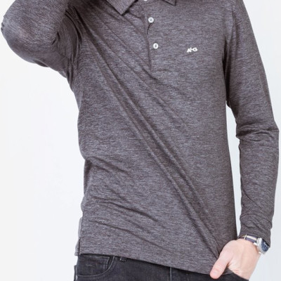 Áo thun dài tay cổ bẻ màu xám chì ALIGRO ALGAPD017