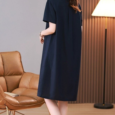 Đầm công sở cổ tàu phối nút, ngắn tay Hàn Quốc nữ trẻ trung, chất liệu Linen mềm mịn cao cấp Haint Boutique