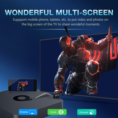 Android Tivi Box Q1 Qixi  - Ram 2G - Android TV 10 - Dual Wifi - Bluetooth - Netflix - Remote Tìm Kiếm Bằng Giọng Nói - Hàng Nhập Khẩu