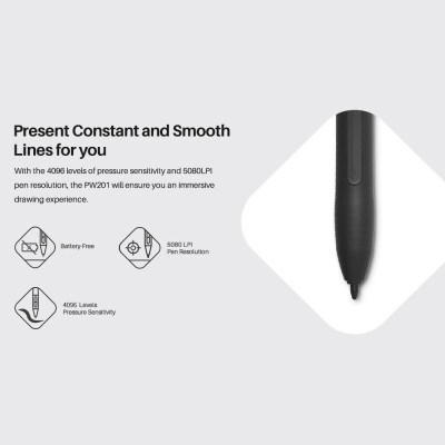 Bút kỹ thuật số Huion PW201 không dùng pin với 2 nút có thể lập trình cho máy tính bảng đồ họa Huion H430P