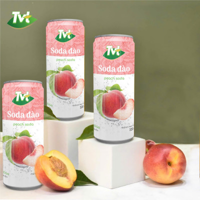 [Lốc 06 lon 320ml] Soda Đào TVT - Nước cốt đào tự nhiên cùng soda nhẹ nhàng