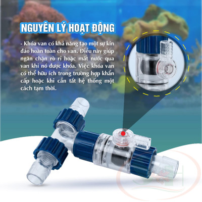 Van khóa Marine Three Way Water Changer chia ống T thay nước bể cá tép thủy sinh