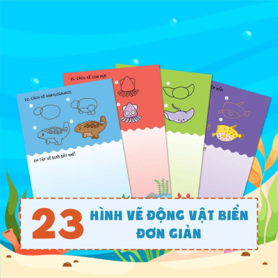 Sách - Dino Tập Vẽ - 4 Bước Vẽ Đơn Giản Sinh Vật Biển - Megabook