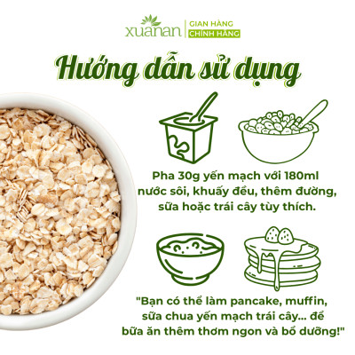 Combo 11 Hộp Yến Mạch Nguyên Chất Ăn Liền Xuân An [ko đường] Hộp 400G(Tặng Kèm 11 Túi Yến Mạch 150G)