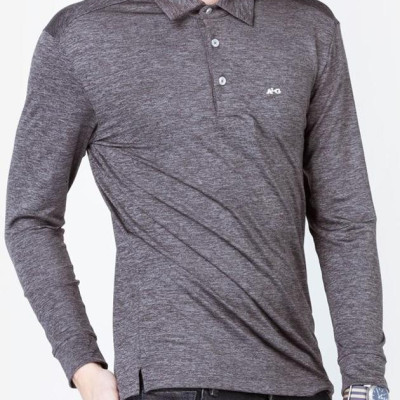 Áo thun dài tay cổ bẻ màu xám chì ALIGRO ALGAPD017