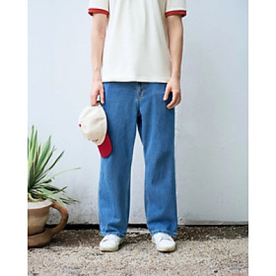 Quần jean nam RT form Straight Cropped màu Xanh nhãn vải ( form suông ống đứng) - RT 10S25DPA012 | ROUTINE CÀ MAU