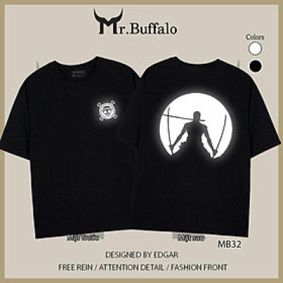 Áo Tay Lỡ Phản Quang Zoro Onepice Mr.Buffalo unisex form rộng có big size MB32