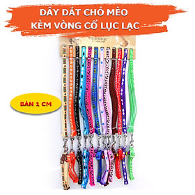 Dây Dắt Vòng Cổ Chó Mèo Họa Tiết Xinh Xắn Bản 1cm