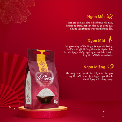 Gạo thơm thượng hạng - Nàng Sen Yêu Thương 4kg - Ngon thơm dẻo nhiều