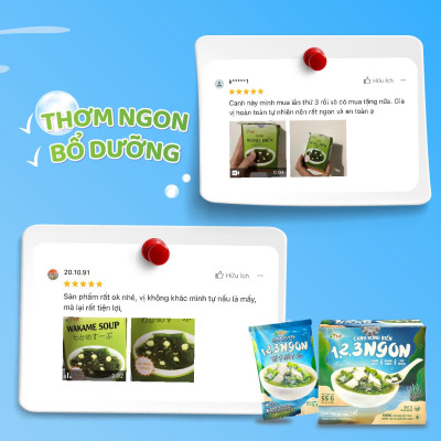 Thùng 12 hộp canh rong biển hộp 10 gói không bột ngọt - TÂM MINH FOODS