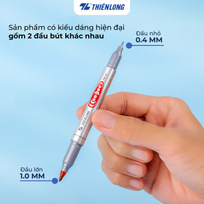Combo 5/10/20 Bút lông dầu 2 đầu bút Thiên Long PM-04 bám dính tốt trên các vật liệu: Giấy, gỗ,nhựa, thủy tinh, gốm, sứ