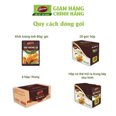 Combo 3 gói Xốt gia vị hoàn chỉnh Barona - Thịt Nướng Sả 80gr