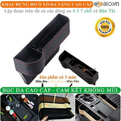 Bộ khay đựng đồ đa năng xe ô tô bọc da cao cấp - Hộc để đồ khe ghế xe hơi - OTOALO