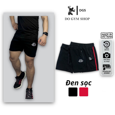 Quần short nam tập gym DO GYM SHOP logo thêu chất thun poly co giãn 4 chiều không xù lông QLQL3