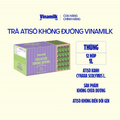 Thùng 12 hộp Trà Atisô không đường Vinamilk - Hộp giấy 1L