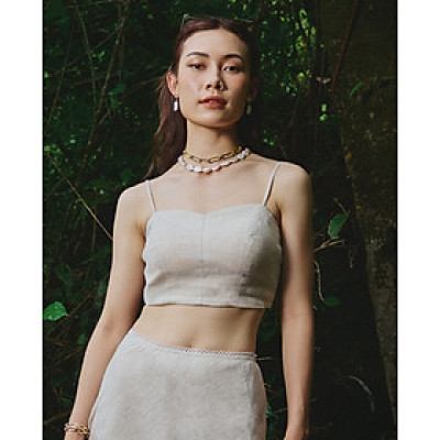 Áo Croptop Linen Lanh TOP208 thời trang thiết kế Hity