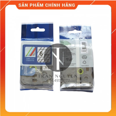 Nhãn In Brother Tz2-111 [Combo 3 hộp] Đen nền trong 6mm x 8m - Hàng nhập khẩu