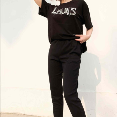 LAAS Áo thun nét vẽ chất liệu cotton thoáng mát