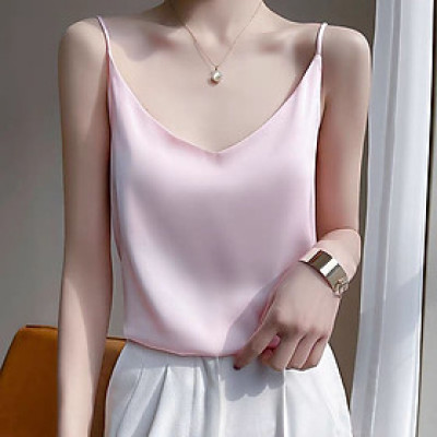 Áo Lụa 2 Dây New Design Kiểu Nữ Nhiều Size, Mặc Mát Trong Vest Blazer Dễ Thương, Chất Satin Trơn Bóng ,Mịn AO0008