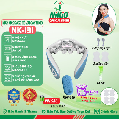 Máy massage cổ xung điện Nikio NK-131 - 8 điện cực, 2 miếng dán, HDSD bằng giọng nói