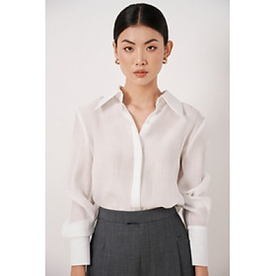 Set áo blazer kết hợp cùng sơ mi cổ đức và quần 2 ly ống rộng NAOMI thiết kế cao cấp WHITE CHIC