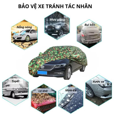 Bạt phủ xe ô tô vải Dù rằn ri chất liệu polyester siêu bền cao cấp chống xước,chống nắng,chống nước