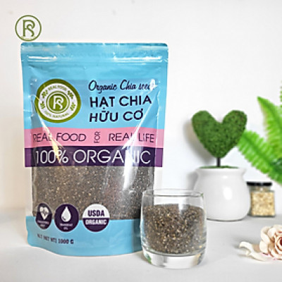 1KG Hạt Chia Đen Hữu Cơ Real Food Cải Thiện Tiêu Hóa, Dùng Cho Sinh Tố & Nước Uống (Tặng Hạt Chia)