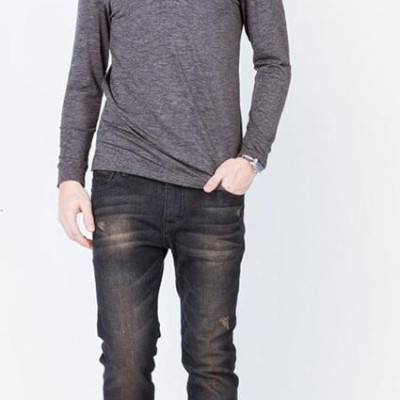 Áo thun dài tay cổ bẻ màu xám chì ALIGRO ALGAPD017