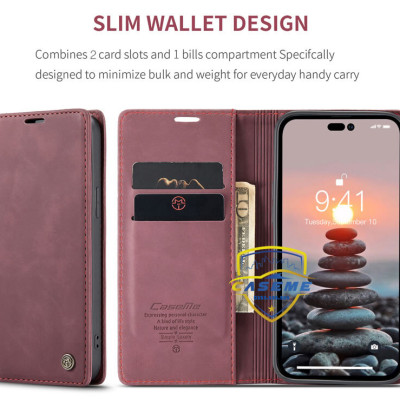 Bao da bò thật dạng ví dành cho iPhone 14 Pro Max Caseme - Hàng Nhập Khẩu
