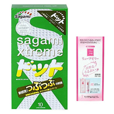 Bao Gai Nhỏ Sagami Extreme Green Nhật Bản (Hộp 10 Chiếc) - Không Mùi Cao Su - Tặng Kèm Gel Jex - Che Tên Sản Phẩm