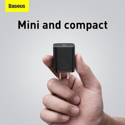 Bộ sạc nhanh 20W USB Type C Baseus Super SI Quick Charger QC3.0 cho iPhone 12 (1C, 20W, Chân dẹt) -Hàng Chính Hãng