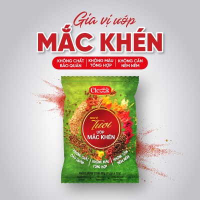 Gói Bột Ướp Nướng Mắc Khén, Vị Cay The, Thơm Mùi Mắc Khén 10G Cicook