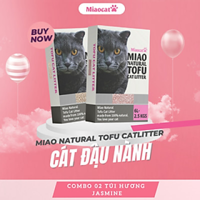 Combo 2 túi cát đậu nành Miao 6L cho mèo - Hương Jasmine - Miaocat