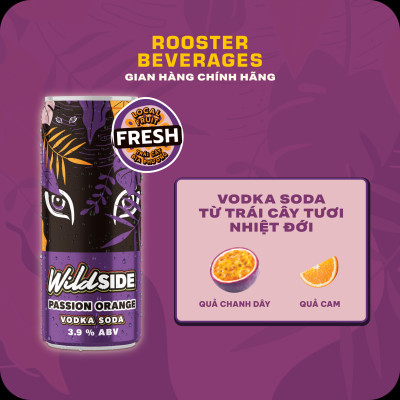 WildSide Vodka Soda Vị Chanh Dây Cam - Thùng 24 Lon (330ml)