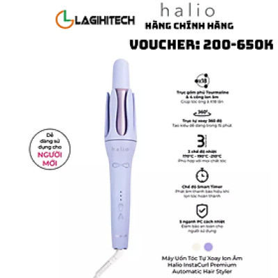 Máy Uốn Tóc Halio instaCurl Premium Automatic Hair Styler Tự Động Xoay - Bóng Mượt x18 lần, Trục 32 mm