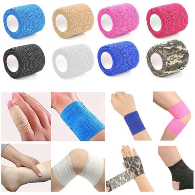 Combo 2 Cuộn Băng Cuốn Tự Dính, Băng Cuốn Cao Su Non, Băng Keo Thể Thao Chống Chấn Thương (Kích thước 5cm*4.5m), Băng keo thể thao đá bóng, băng cuốn thể thao vải tự dính, băng quấn y tế cuốn ngón tay, cổ tay, cổ chân