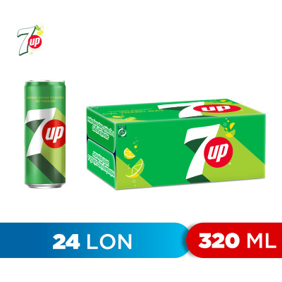 Thùng 24 Lon Nước Ngọt Có Gaz 7Up lon xanh (320ml/lon)