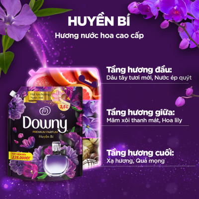 Nước Xả vải DOWNY Hương Nước Hoa Huyền Bí Túi 4L