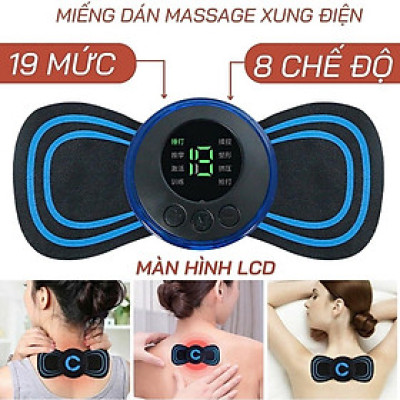 Máy Massage Xung Điện Cánh Bướm Toàn Thân 8 Chế Độ 19 Cường Độ Giảm Đau Miếng Dán