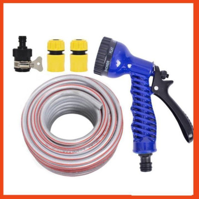 Bộ dây tăng áp 3 lần vòi xịt nước rửa xe, tưới cây loại 3-5m(cút nhựa nối nhựa đen) 206843