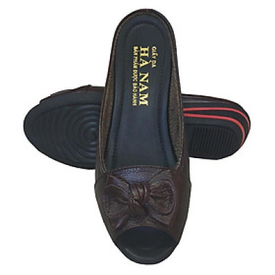 Dép Nữ Quai Ngang Đế Xuồng HÀ NAM Thời Trang Da Bò Cao Cấp 4cm DNU2073