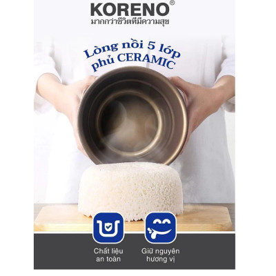 Nồi cơm điện 1,2 lít KORENO KN-612 lòng nồi dày 3 lớp hàng chính hãng bảo hành 12 tháng