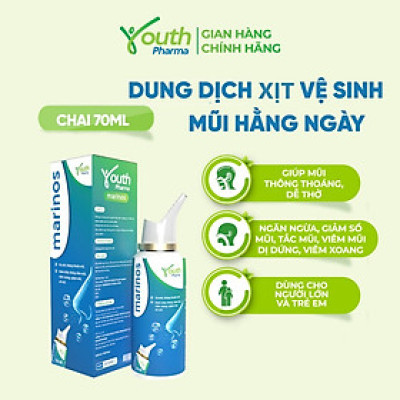 Dung Dịch Xịt Mũi Marinos Youth Pharma Vệ Sinh, Kháng Khuẩn Mũi Chai 70ml