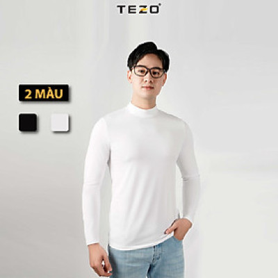 Áo giữ nhiệt nam TEZO, cổ tròn dài tay chất liệu cotton co giãn thoải mái hai màu đen trắng