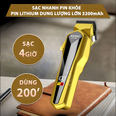 Tông đơ cắt tóc chuyên nghiệp Kemei KM-8539 lưỡi cắt mạ carbon công suất 5W tặng kèm áo choàng cắt tóc - Hàng chính hãng