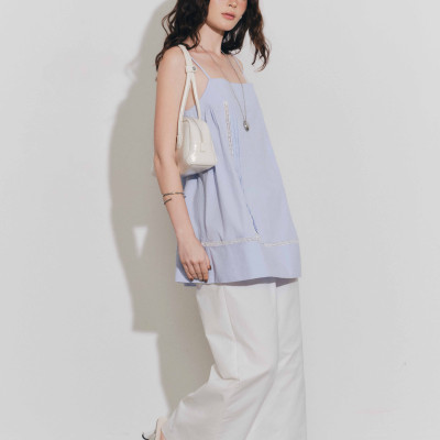 DOTTIE - Áo hai dây phối ren - Xanh biển - T1134