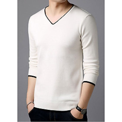 Áo len cổ tim dài tay nam thời trang Hàn Quốc SAL212 Trắng